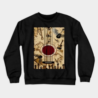 Guitars and Music Abstract Design Print Crewneck Sweatshirt
